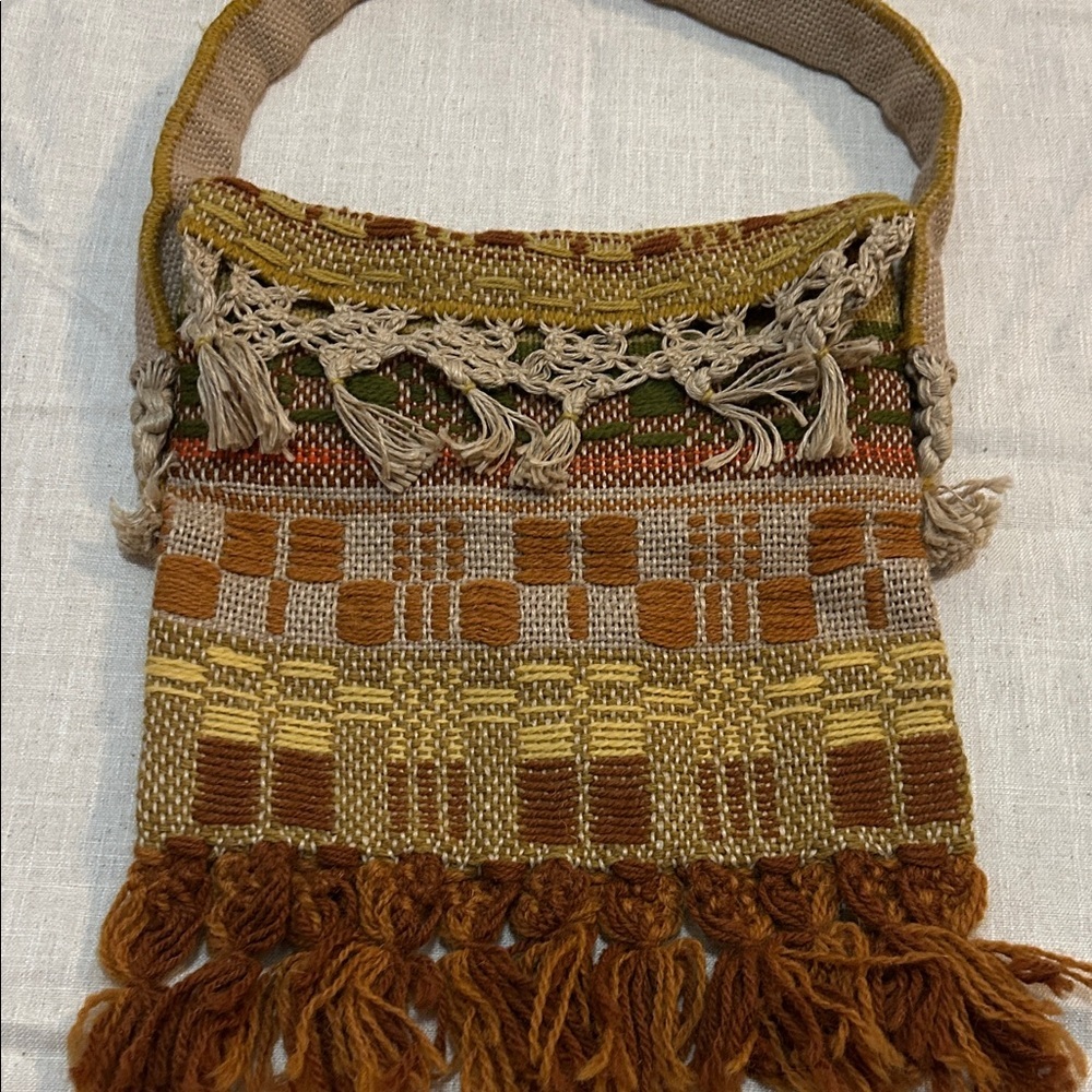 Vintage Handmade Boho Shoulder Bag Crocheted Knit Funky Festival Hippie - Picture 13 of 13